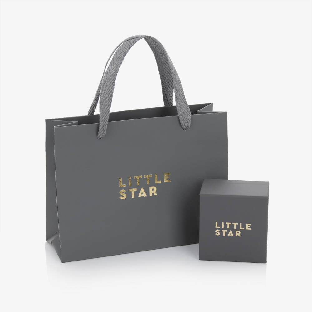 Little Star-Кулон из желтого золота 9 карат с бриллиантом и луной для девочек (38см) | Childrensalon