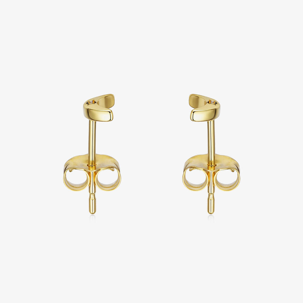 Little Star-9ct Yellow Gold Diamond Moon Stud Earrings | Childrensalon
