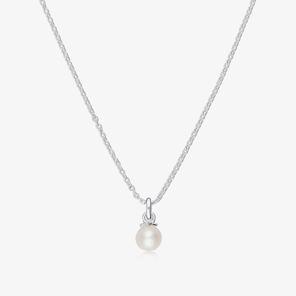 Little Star-Gilrs Sterling Silver & Ivory Pearl Pendant Necklace (36cm) | Childrensalon