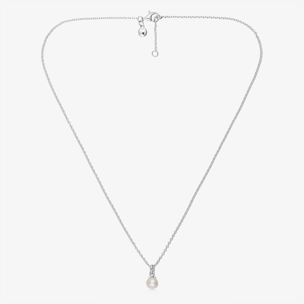 Little Star-Gilrs Sterling Silver & Ivory Pearl Pendant Necklace (36cm) | Childrensalon