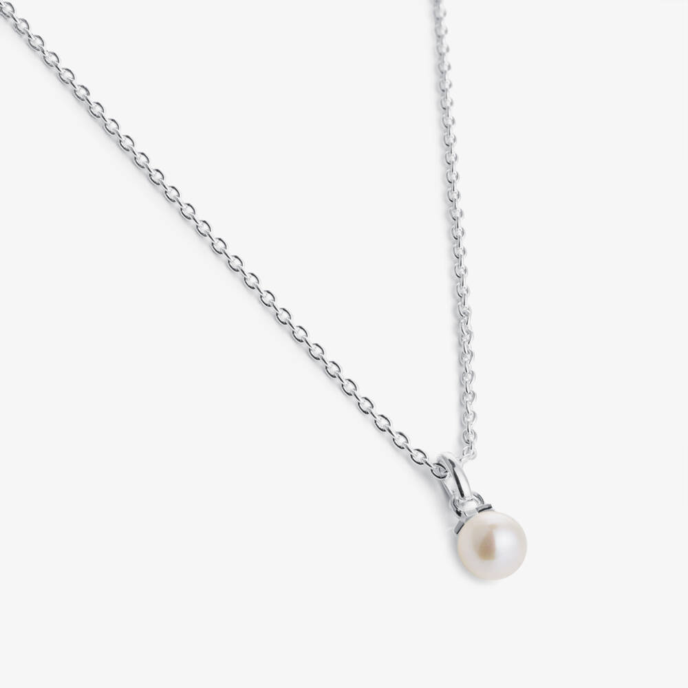 Little Star-Gilrs Sterling Silver & Ivory Pearl Pendant Necklace (36cm) | Childrensalon