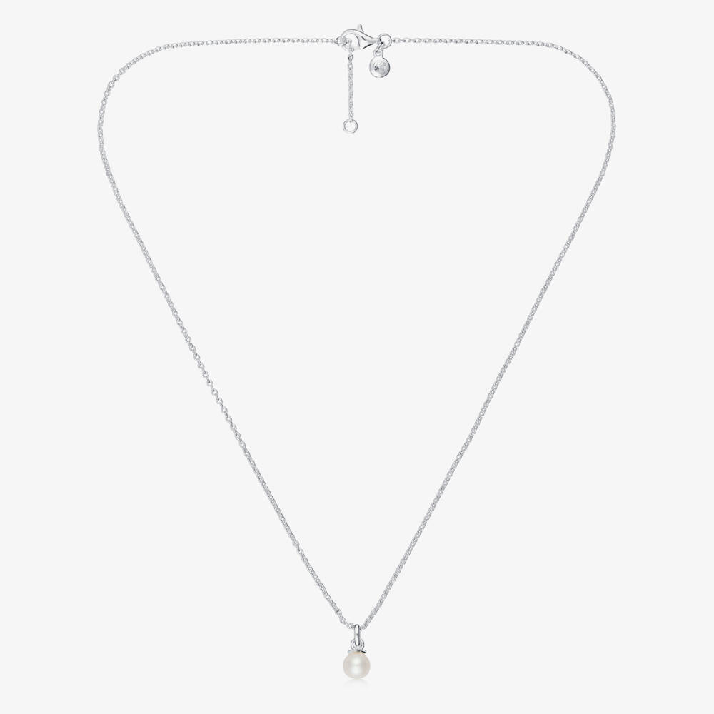 Little Star-Gilrs Sterling Silver & Ivory Pearl Pendant Necklace (36cm) | Childrensalon