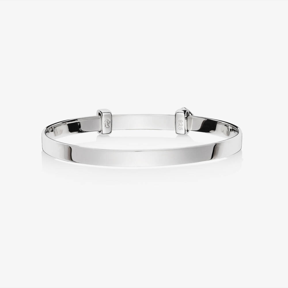 Little Star-Girls Personalised Silver & Diamond Micro Pave Heart Bangle | Childrensalon