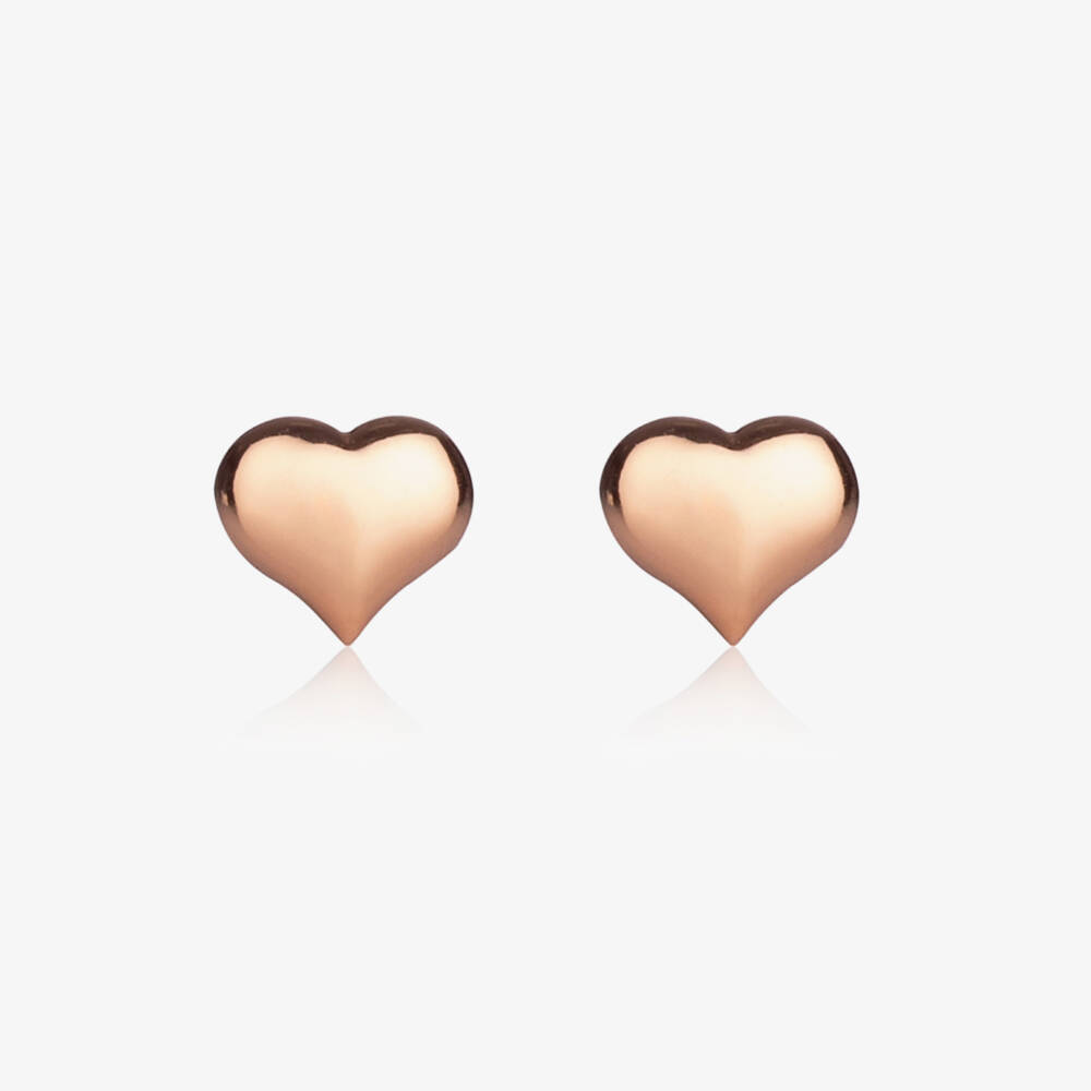 Little Star-Girls Rose Gold Plated Heart Earrings | Childrensalon