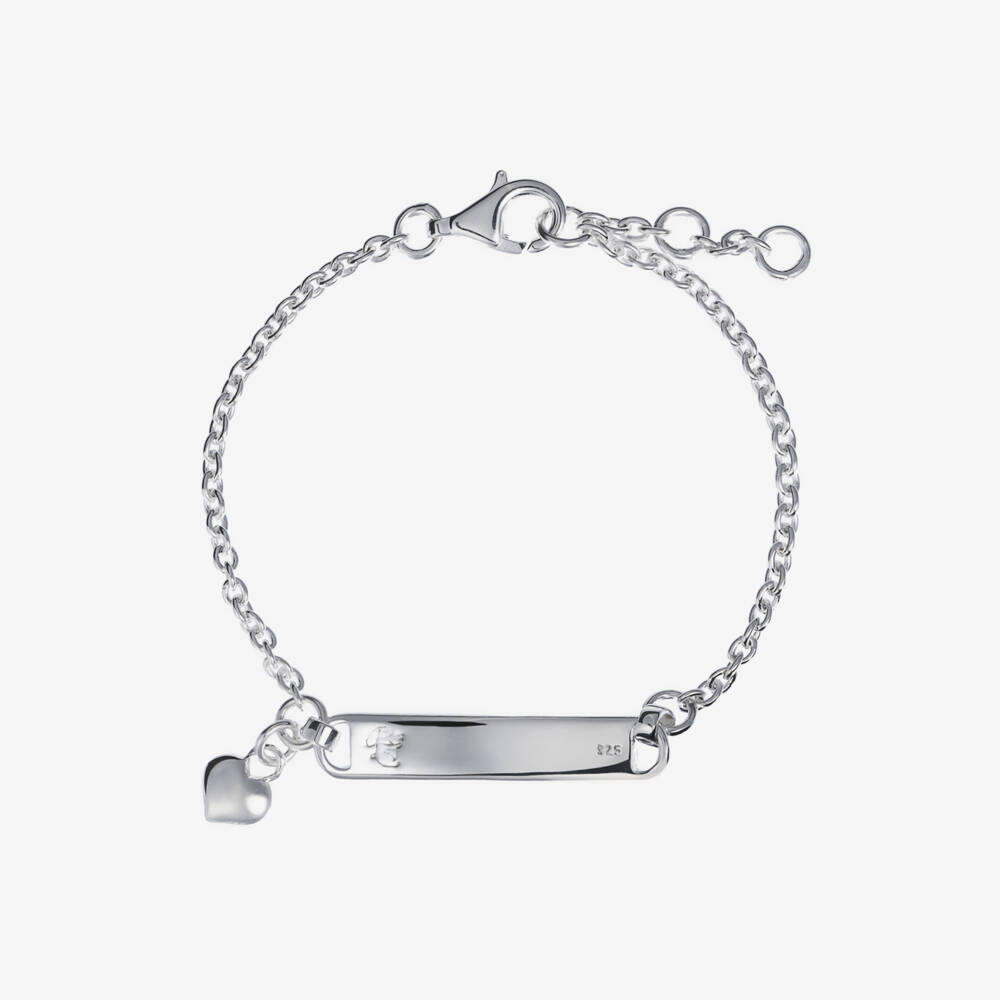 Little Star-Girls Silver Diamond Charm ID Bracelet | Childrensalon