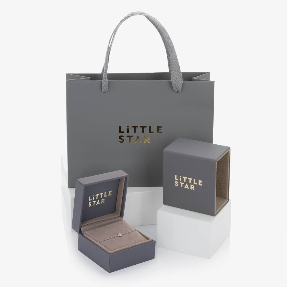 Little Star-Girls Silver & Platinum Diamond Heart Bracelet (15cm) | Childrensalon