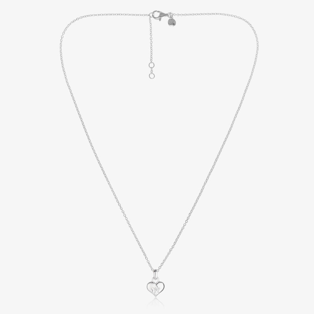 Little Star-Girls Sterling Silver Diamond Heart Necklace (38cm) | Childrensalon