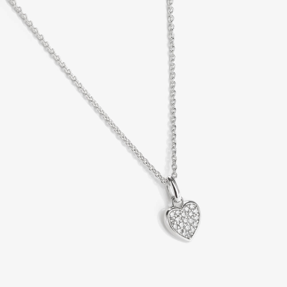 Little Star-Колье серебряное с платиновым покрытием и бриллиантовым сердцем для девочек (46см) | Childrensalon