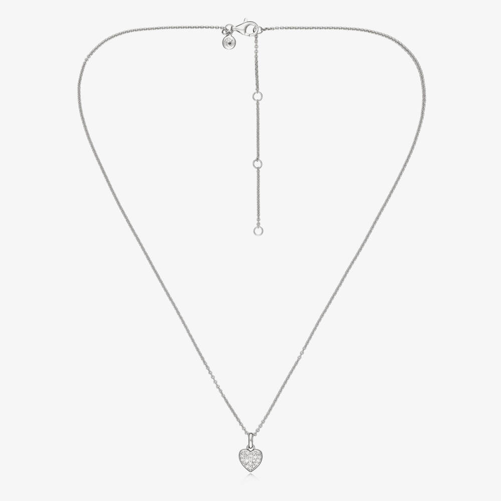 Little Star-Колье серебряное с платиновым покрытием и бриллиантовым сердцем для девочек (46см) | Childrensalon