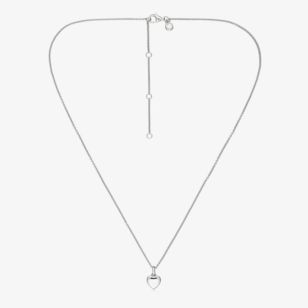 Little Star-Колье серебряное с платиновым покрытием и бриллиантовым сердцем для девочек (46см) | Childrensalon