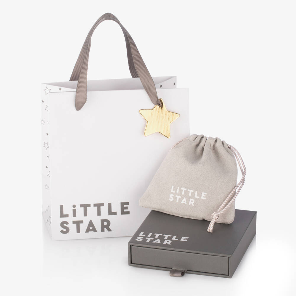 Little Star-Girls Sterling Silver Star & Moon Necklace (38cm) | Childrensalon