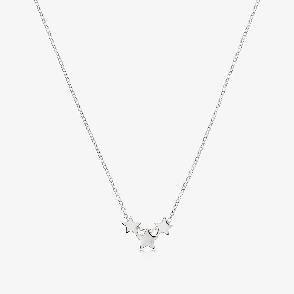 Little Star-Girls Sterling Silver Triple Star Necklace (45cm) | Childrensalon