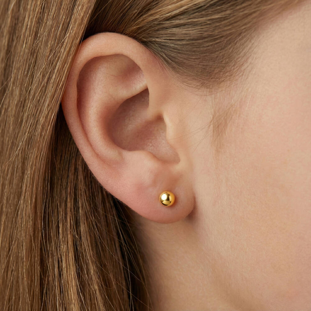 Little Star-Gold Plated Sterling Silver 4mm Ball Stud Earrings | Childrensalon