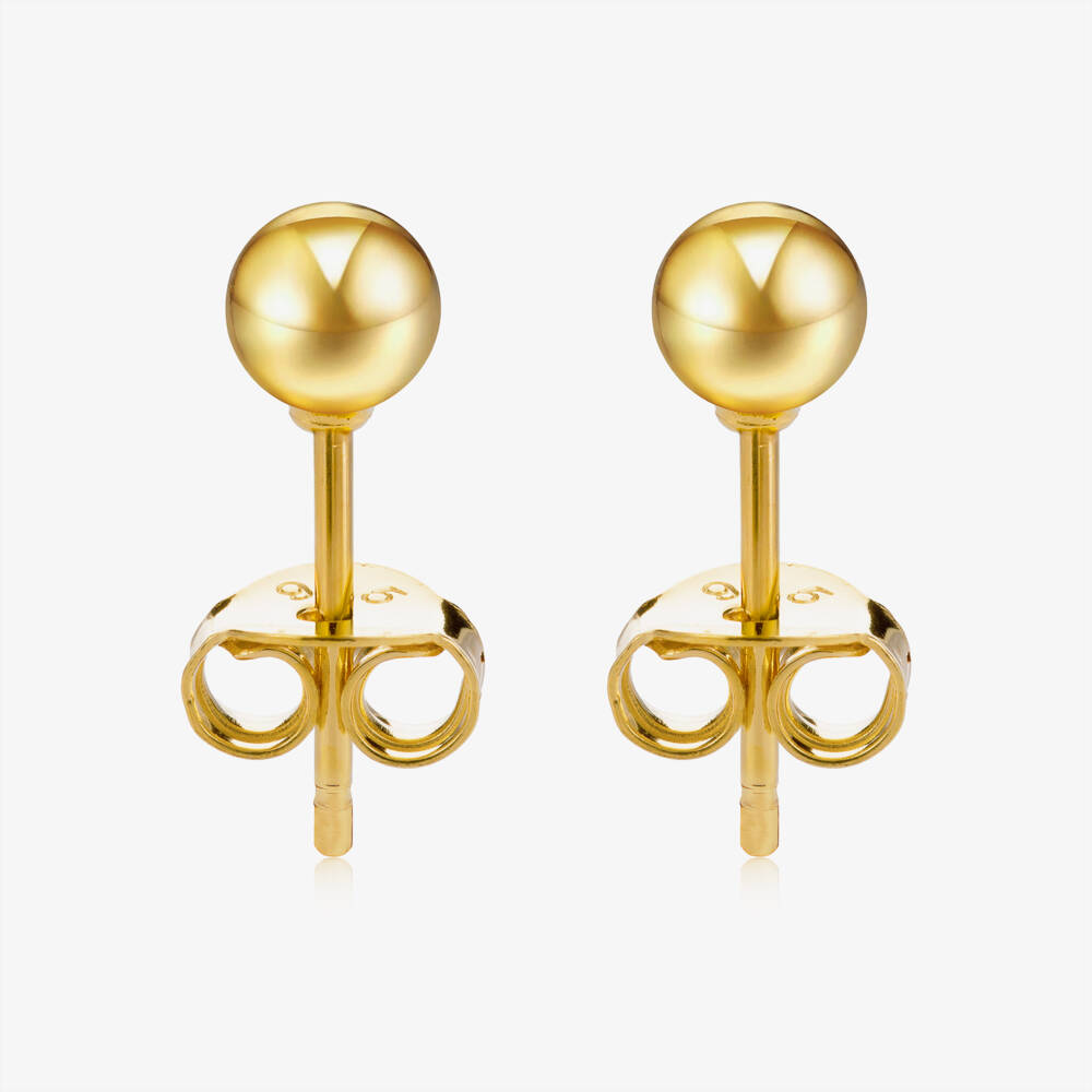 Little Star-أقراط كرات 4 مم فضة استرليني مطلية بالذهب | Childrensalon