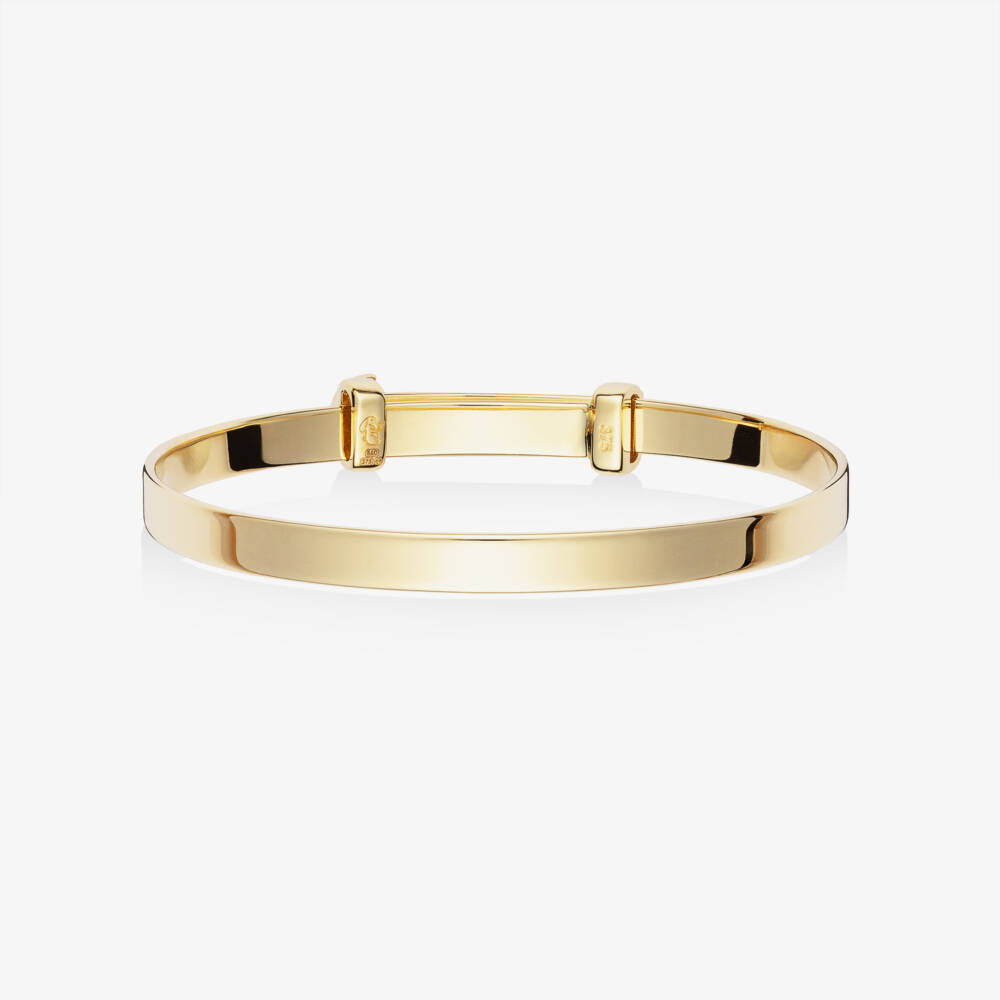 Little Star-Personalised 9ct Yellow Gold Diamond Moon & Star Bangle (45cm) | Childrensalon