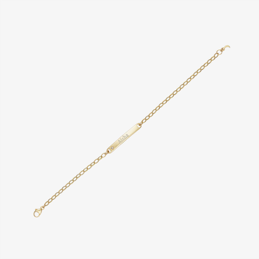 Little Star-Personalised 9ct Yellow Gold ID Bracelet with Diamond Star | Childrensalon