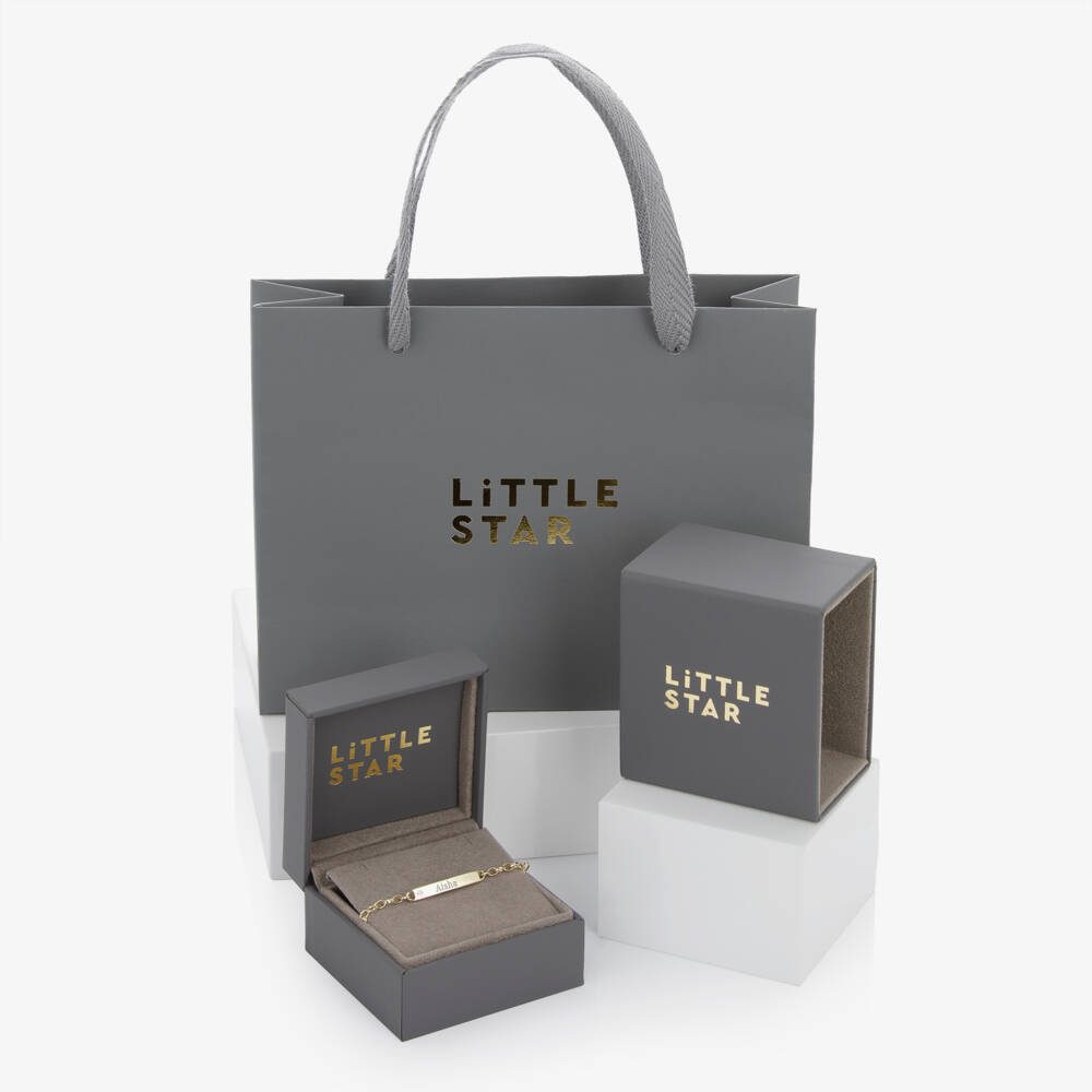 Little Star-Personalised 9ct Yellow Gold ID Bracelet with Diamond Star | Childrensalon