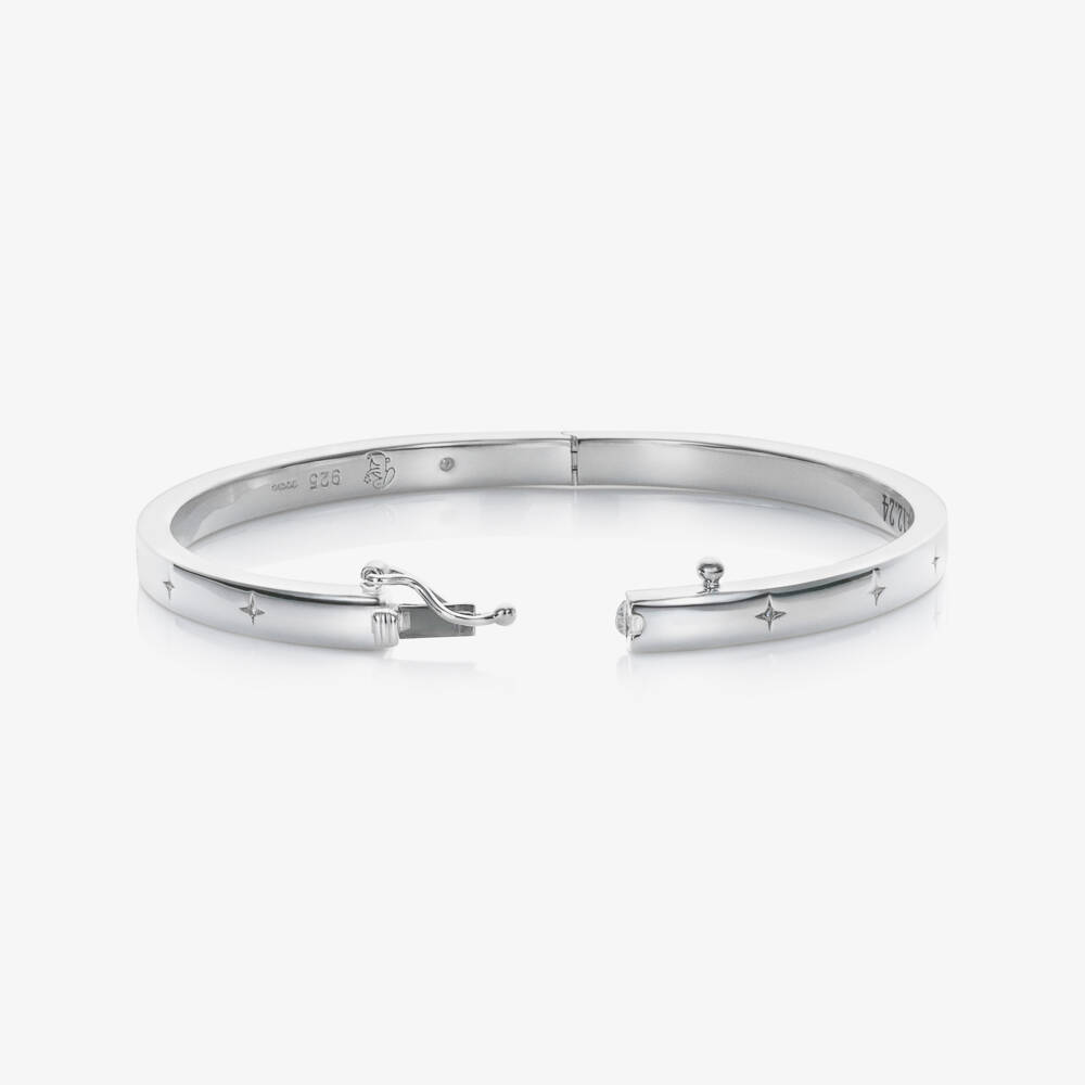 Little Star-Silver Personalised Diamond Bangle | Childrensalon