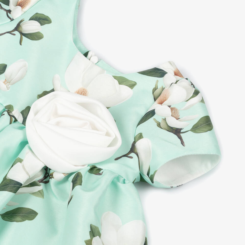 Mama Luma-فستان بطبعة ماغنوليا لون أخضر نعناعي للبنات الرضع | Childrensalon