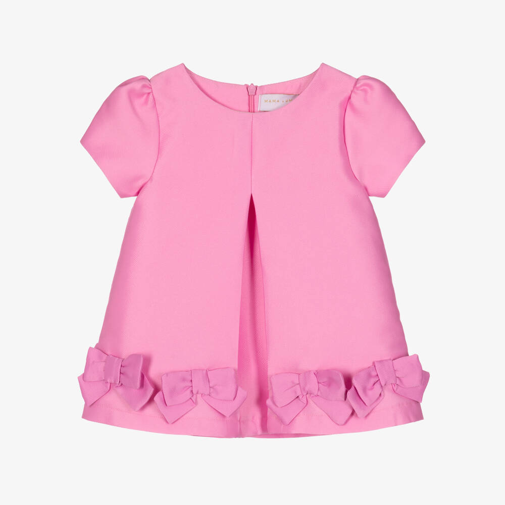 Mama Luma-Baby Girls Pink Dress with Bows | Childrensalon