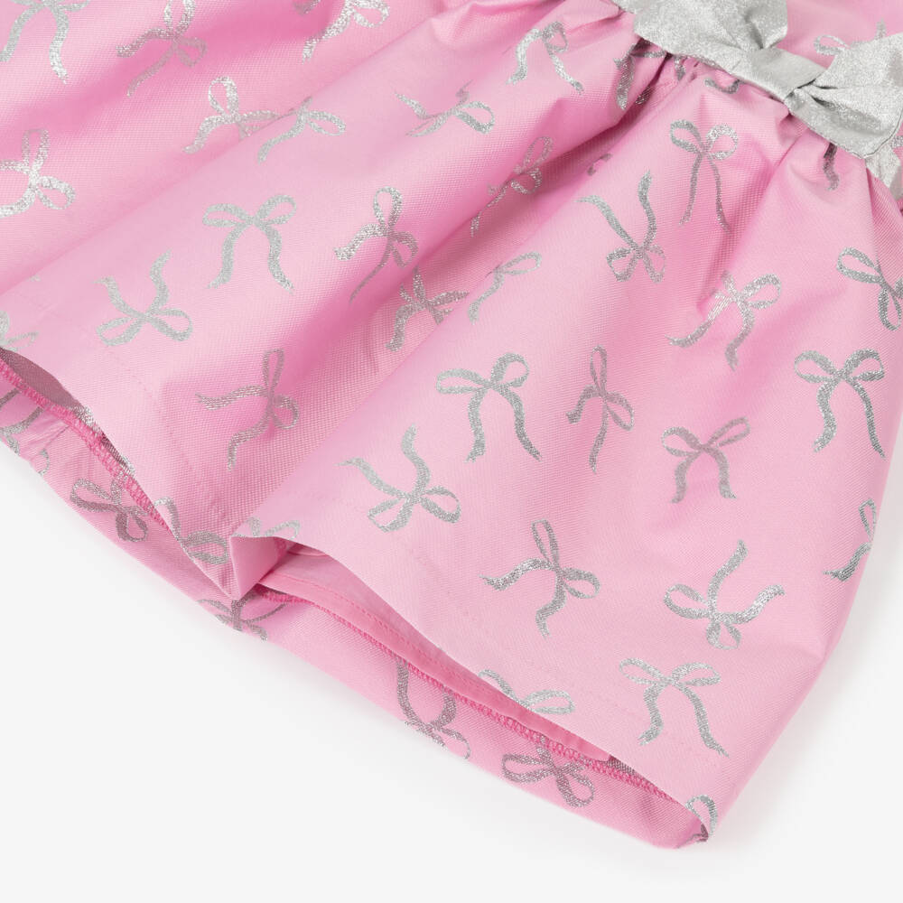 Mama Luma-Baby Girls Pink & Silver Bow Print Dress | Childrensalon