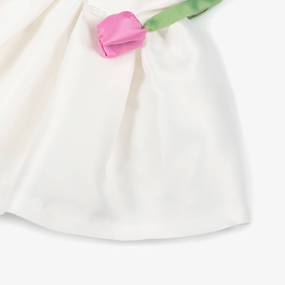 Mama Luma-Платье белое атласное с тюльпанами для девочек | Childrensalon