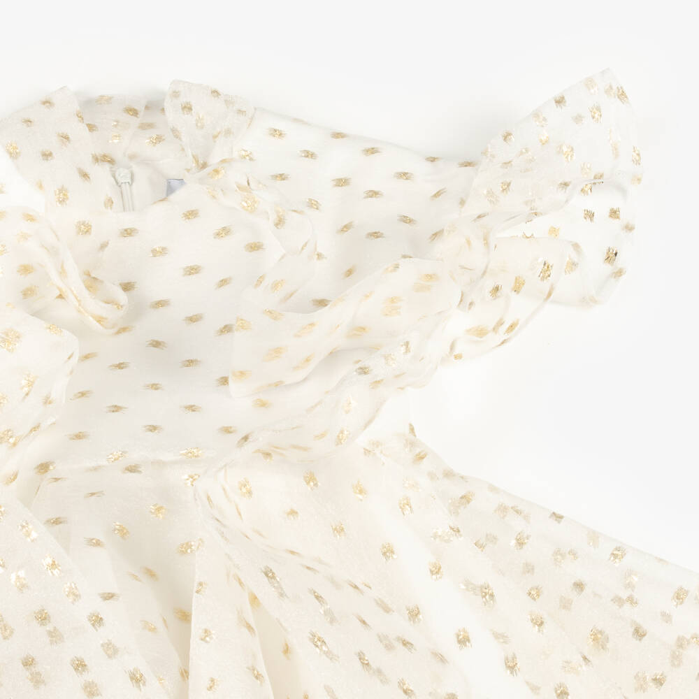 Mama Luma Girls Jacquard Occasion Dress in Gold