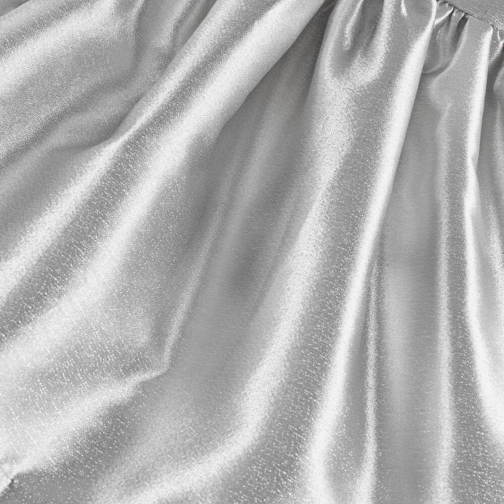 Mama Luma-Платье из серебристого атласа металлик с блестящими бантами для девочек | Childrensalon