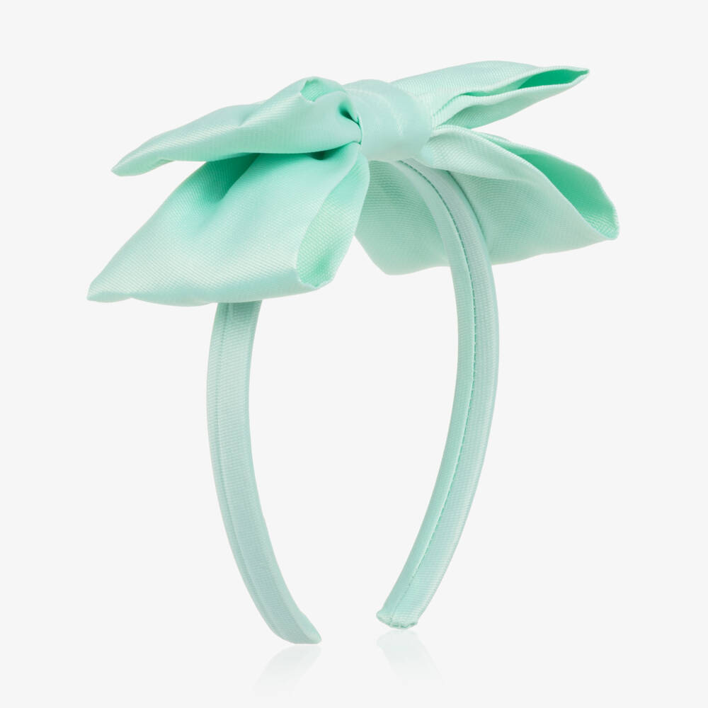 Mama Luma-Girls Mint Green Bow Hairband | Childrensalon
