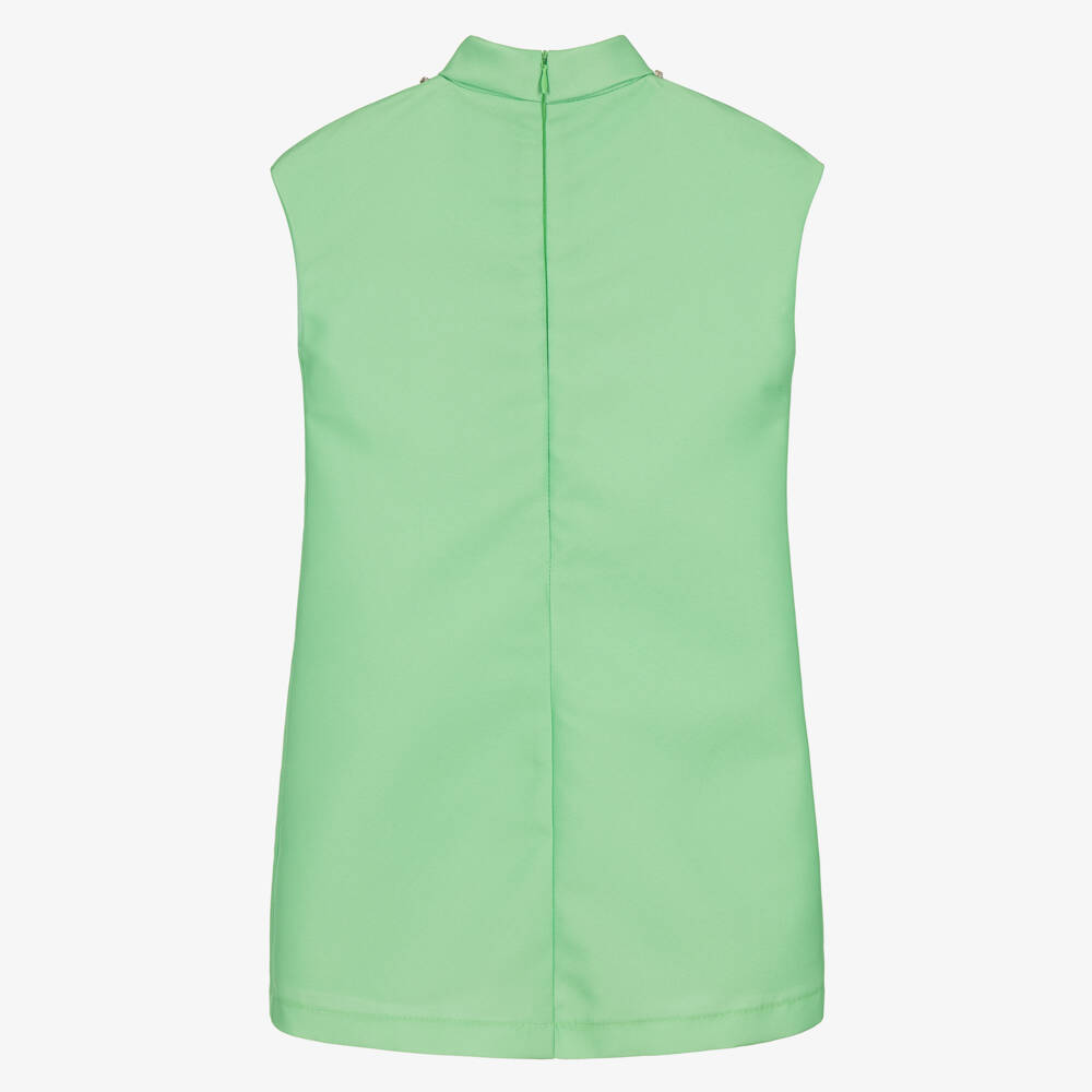 Mama Luma-Girls Mint Green Shift Dress with Diamanté | Childrensalon