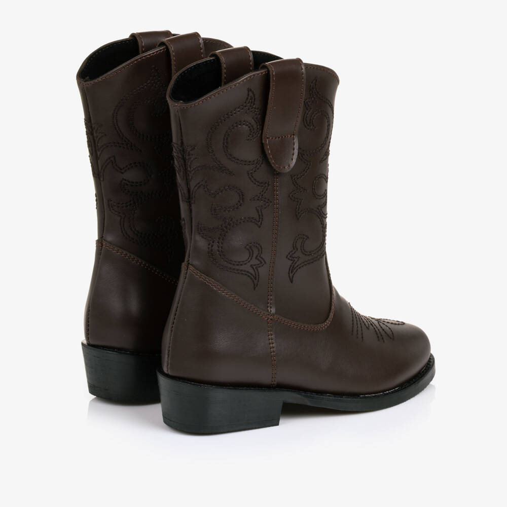 Mama Luma-Girls Mocha Brown Cowboy Boots | Childrensalon