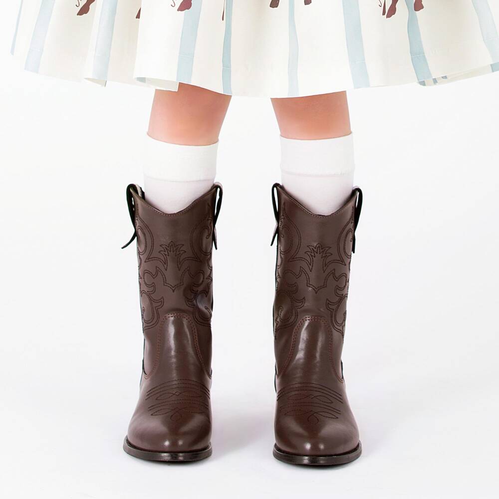 Mama Luma-Girls Mocha Brown Cowboy Boots | Childrensalon