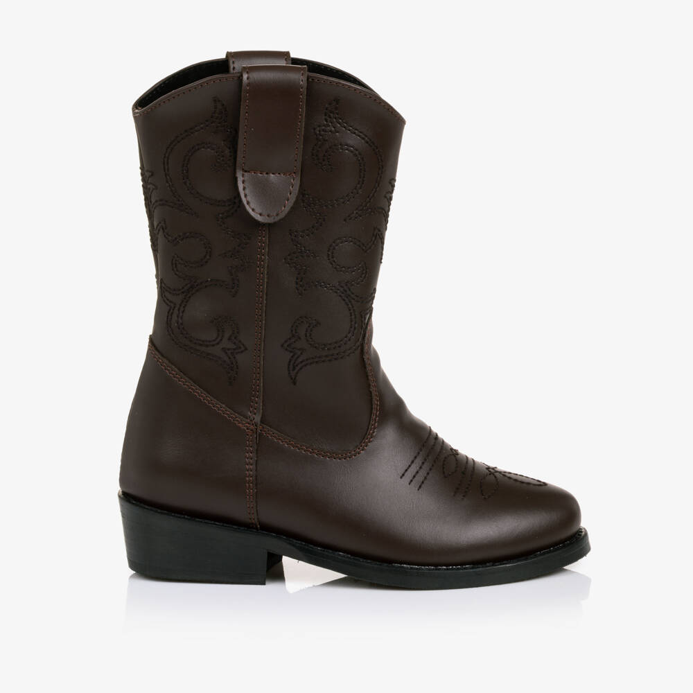 Mama Luma-Girls Mocha Brown Cowboy Boots | Childrensalon