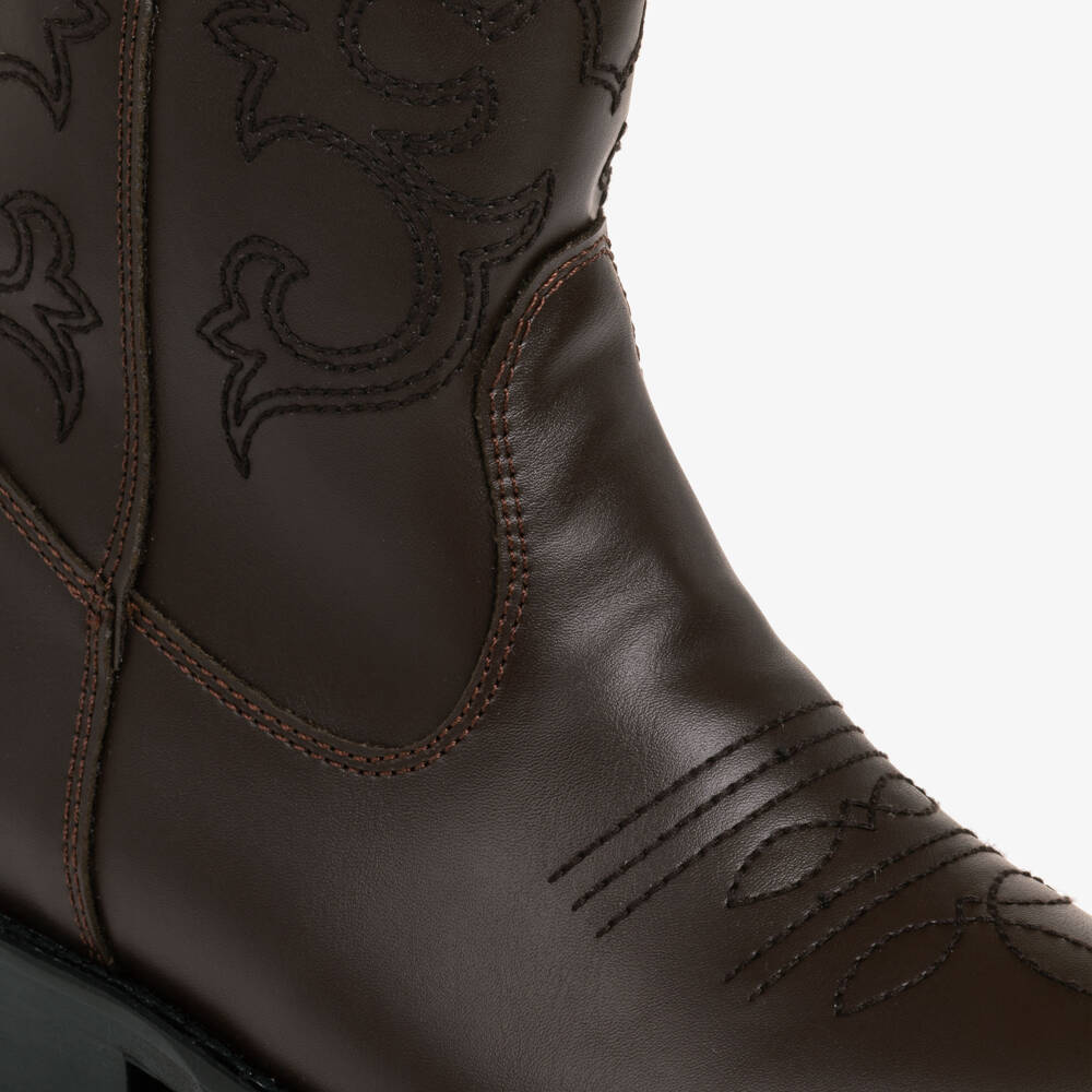 Mama Luma-Girls Mocha Brown Cowboy Boots | Childrensalon