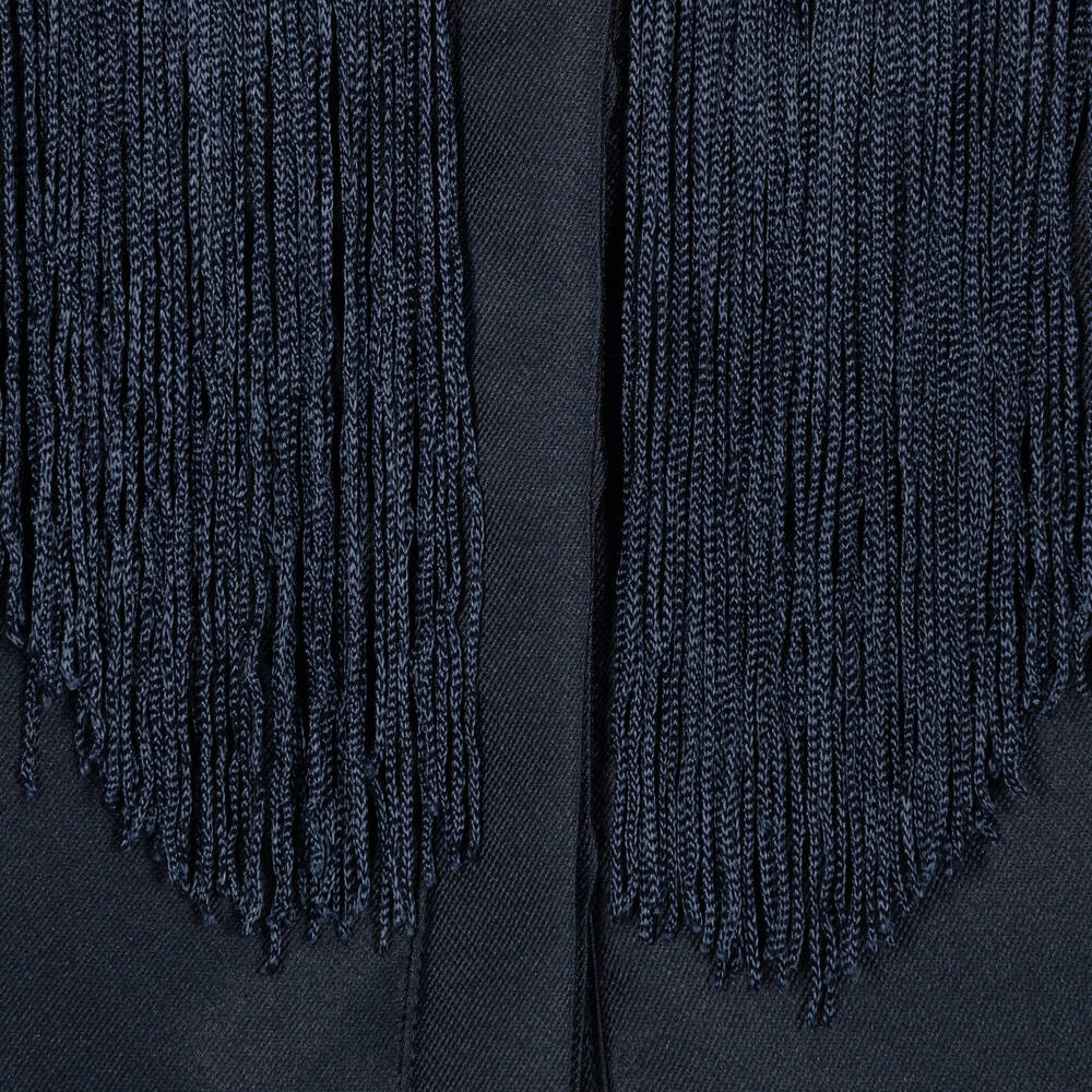 Mama Luma-Girls Navy Blue Blouse with Fringing | Childrensalon