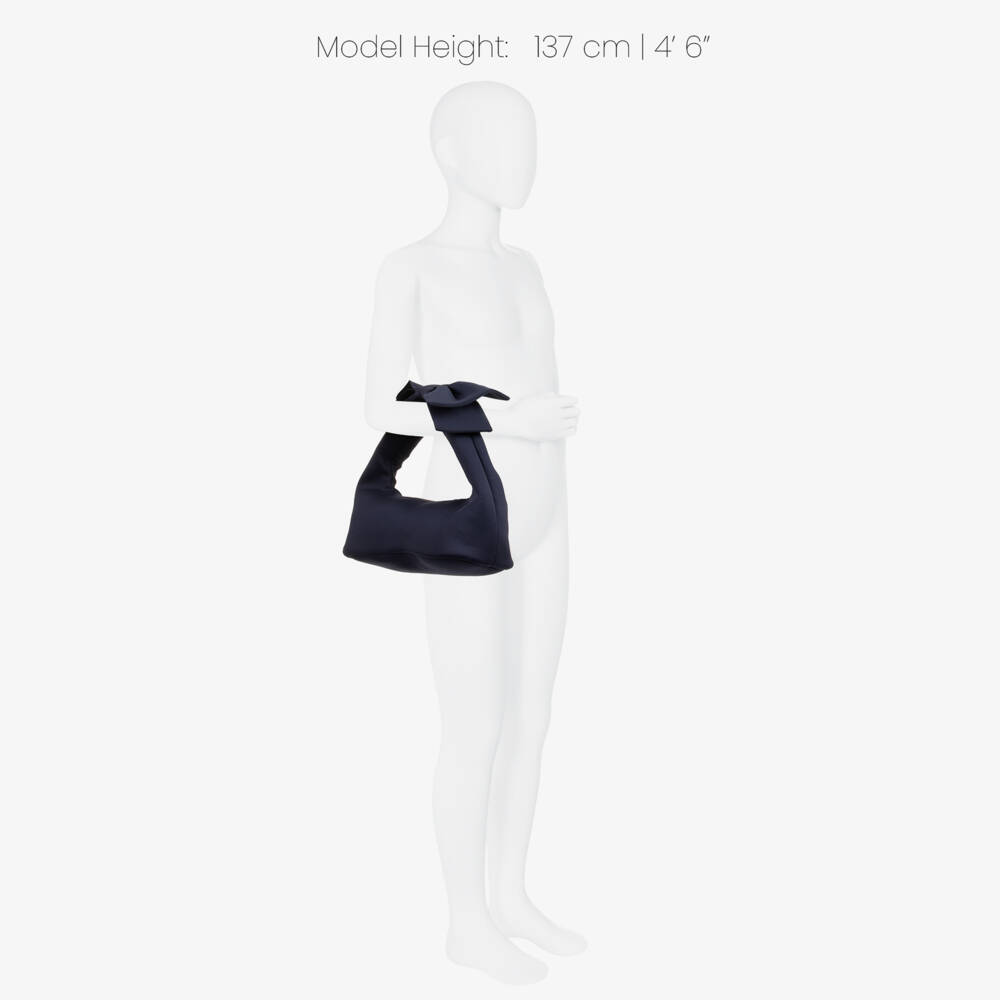 Mama Luma-Girls Navy Blue Handbag with Bow Handle (32cm) | Childrensalon
