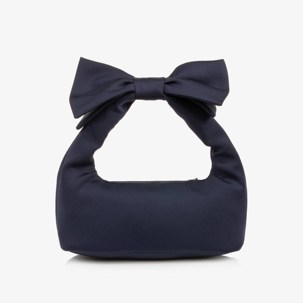 Mama Luma-Girls Navy Blue Handbag with Bow Handle (32cm) | Childrensalon