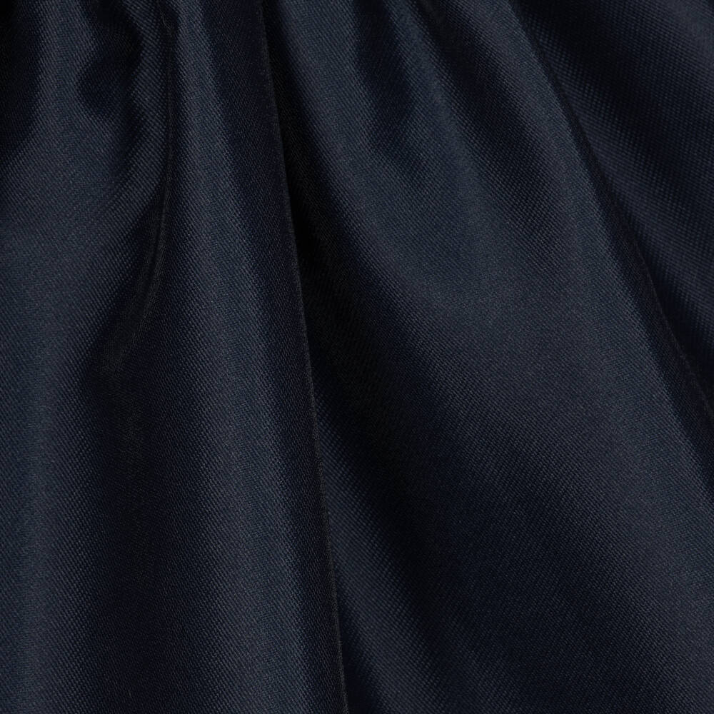 Mama Luma-Girls Navy Blue Satin Dress with Diamanté Buttons | Childrensalon