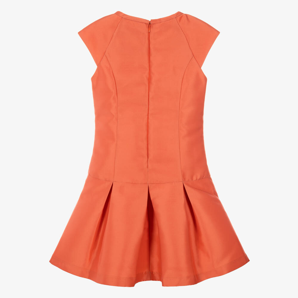 Mama Luma-Girls Orange Satin Dress with Bows | Childrensalon