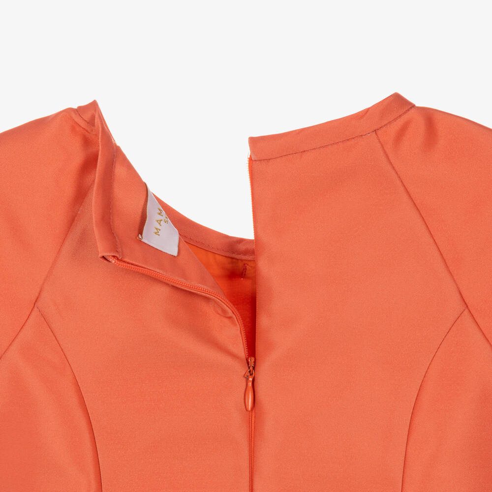 Mama Luma-Girls Orange Satin Dress with Bows | Childrensalon