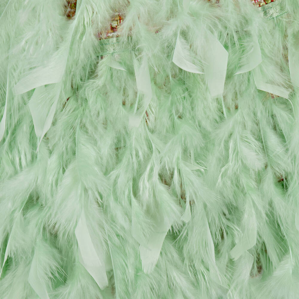 Mama Luma-Girls Orange Tweed Dress with Feathers | Childrensalon