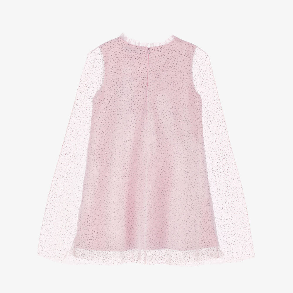 Mama Luma-Girls Pink Chiffon Diamanté Cape Dress | Childrensalon