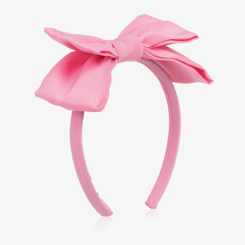 Mama Luma-Girls Pink Satin Bow Hairband | Childrensalon
