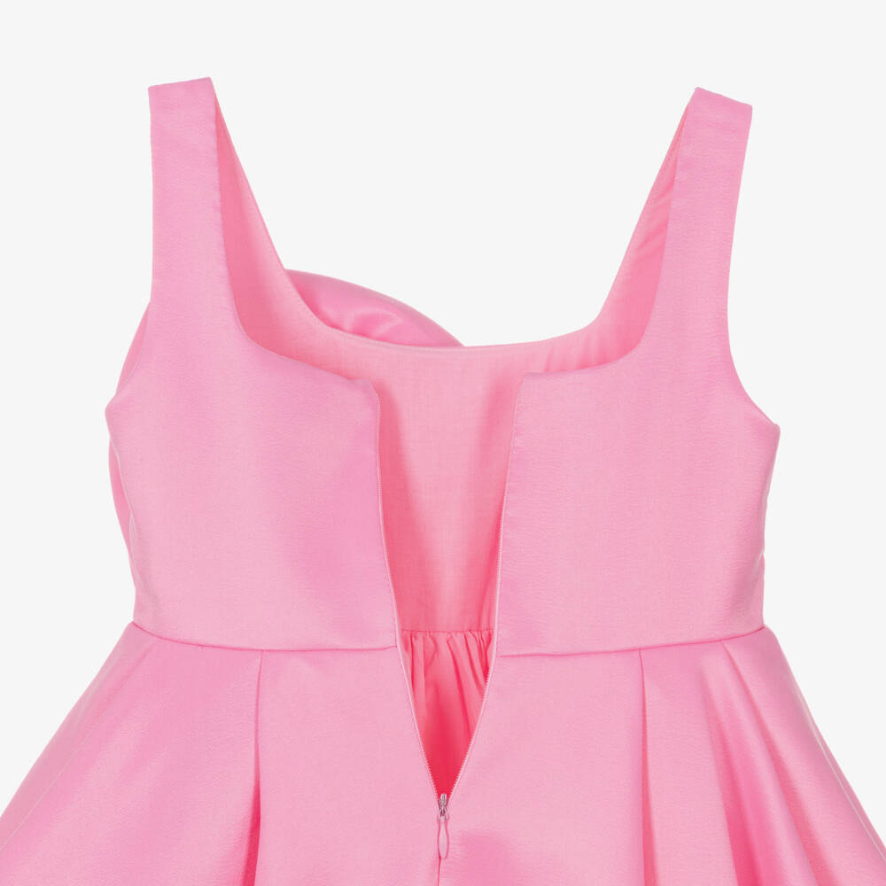 Mama Luma-فستان ساتان مزين بوردة لون زهري للبنات | Childrensalon