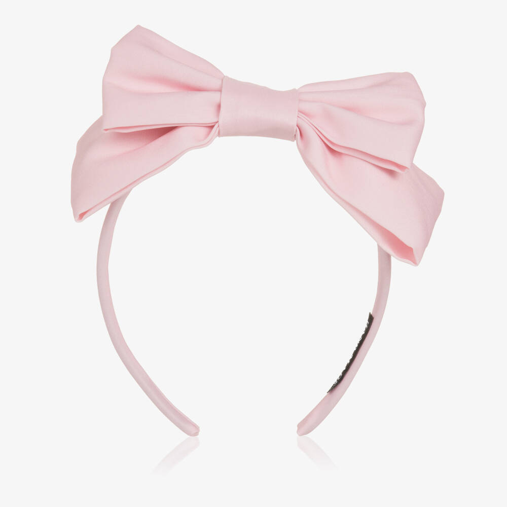 Mama Luma-Girls Pink Satin Twill Bow Hairband | Childrensalon