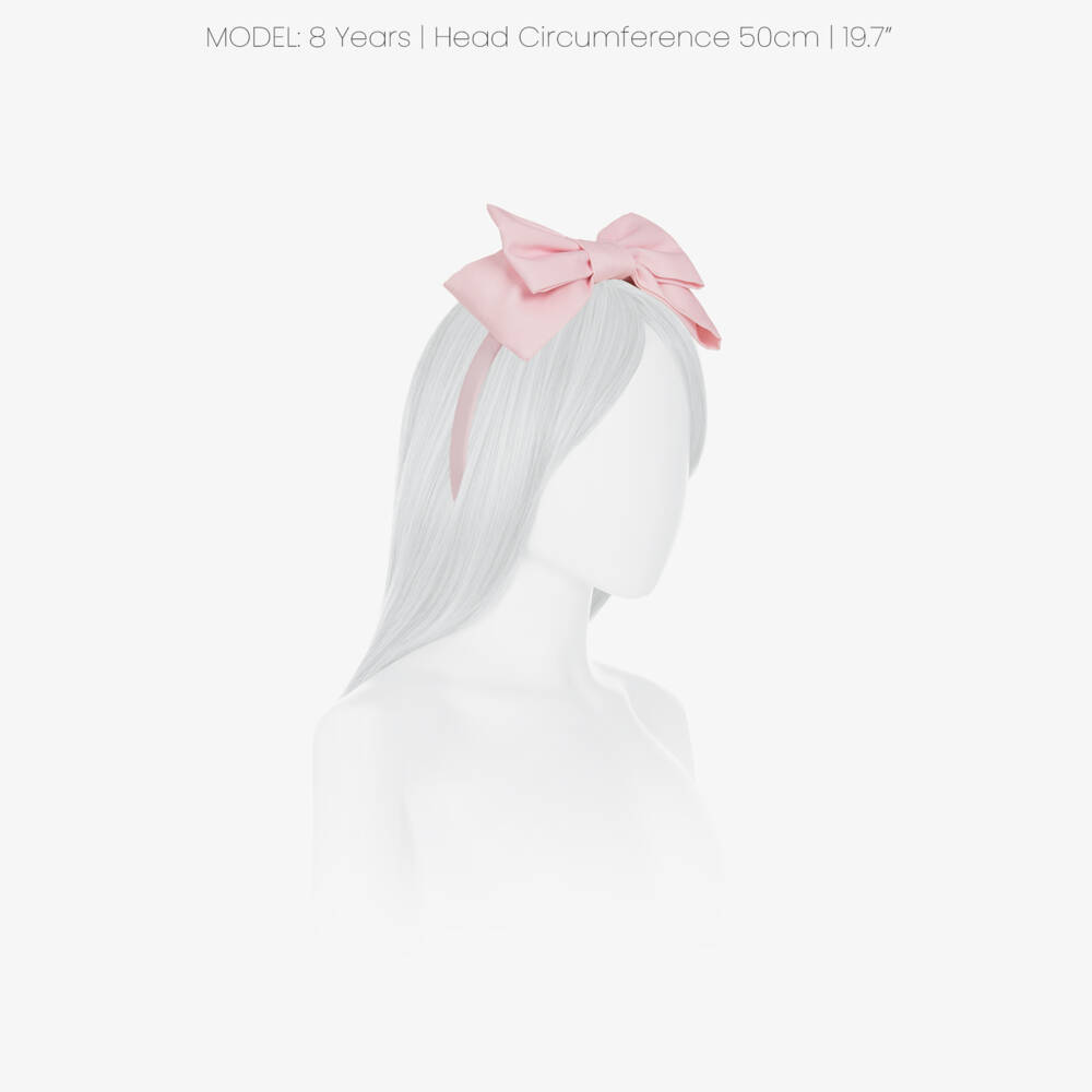 Mama Luma-Girls Pink Satin Twill Bow Hairband | Childrensalon