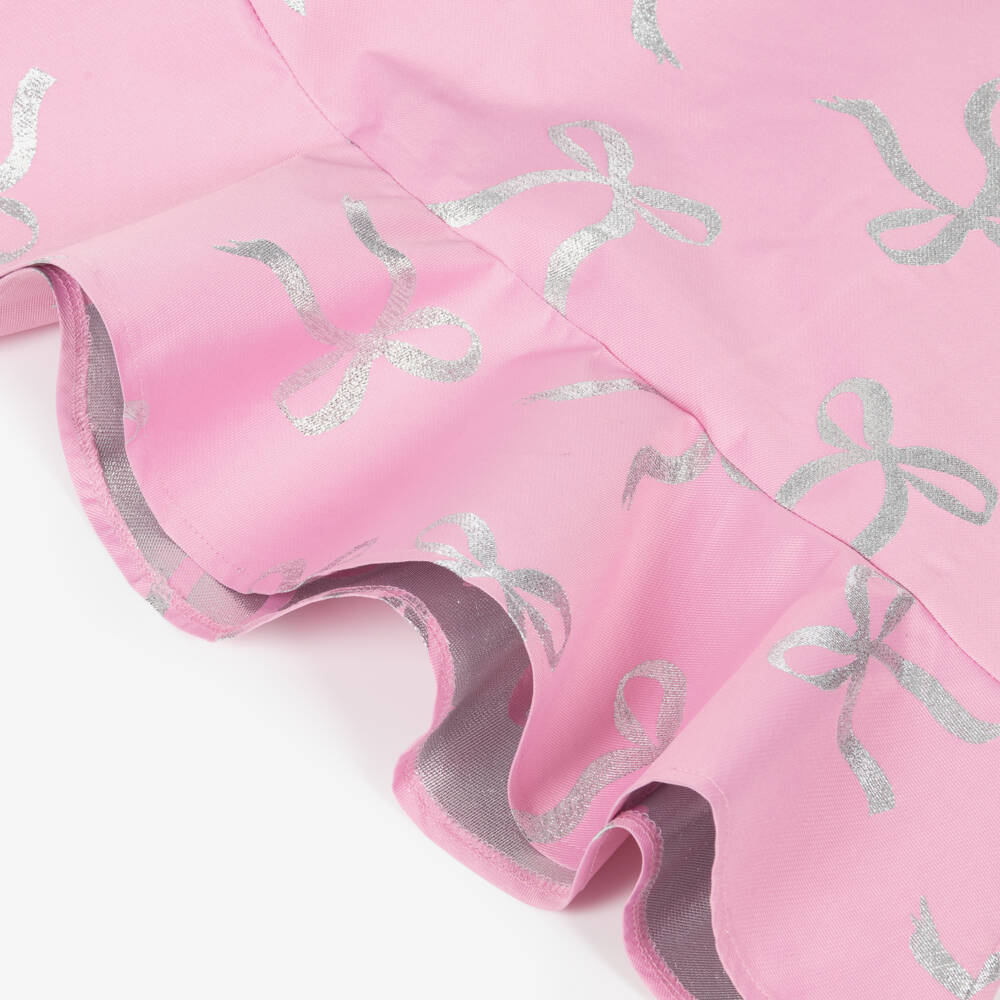 Mama Luma-Girls Pink & Silver Bow Dress with Detachable Brooch | Childrensalon