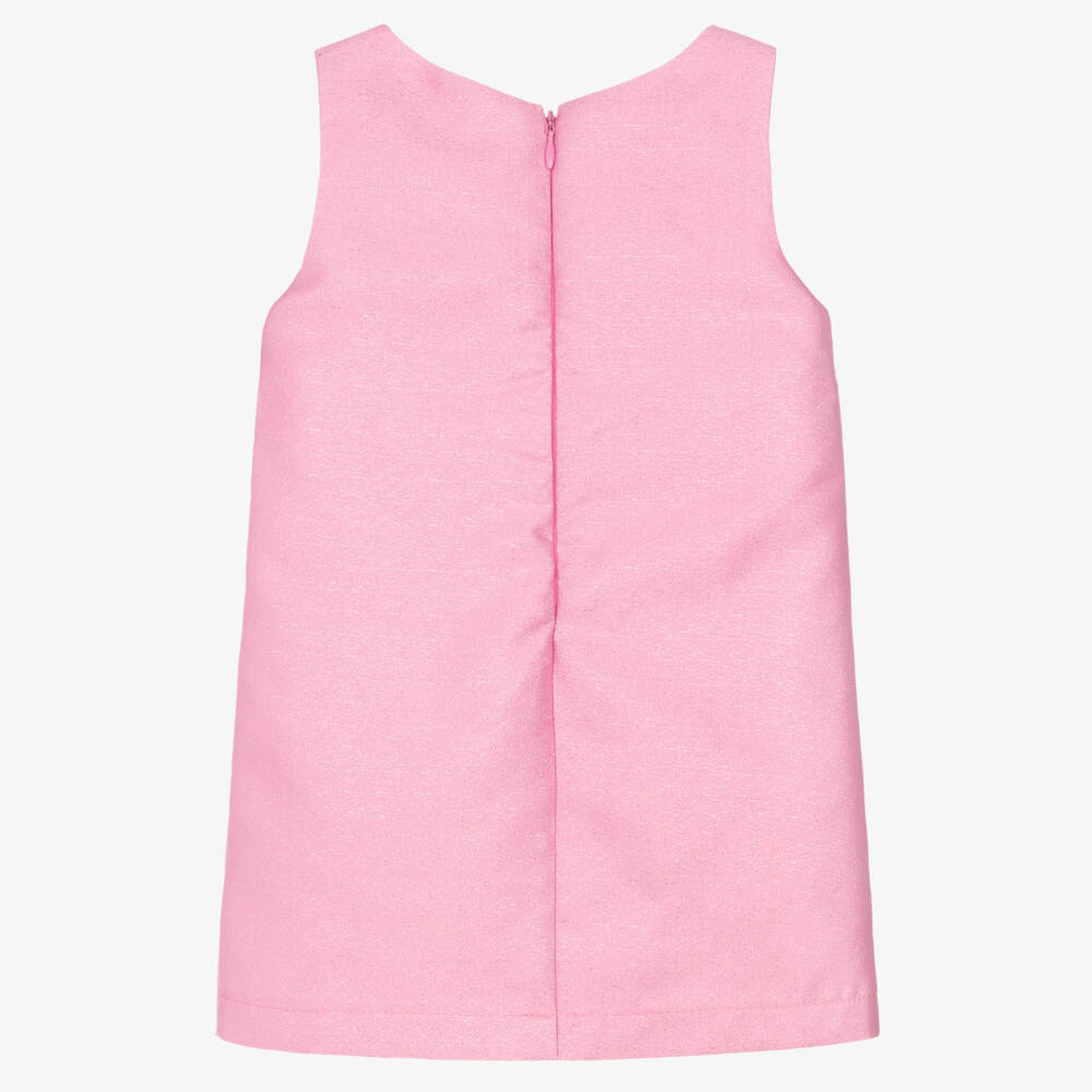 Mama Luma-فستان بدون أكمام مزين بفيونكة لون زهري للبنات | Childrensalon