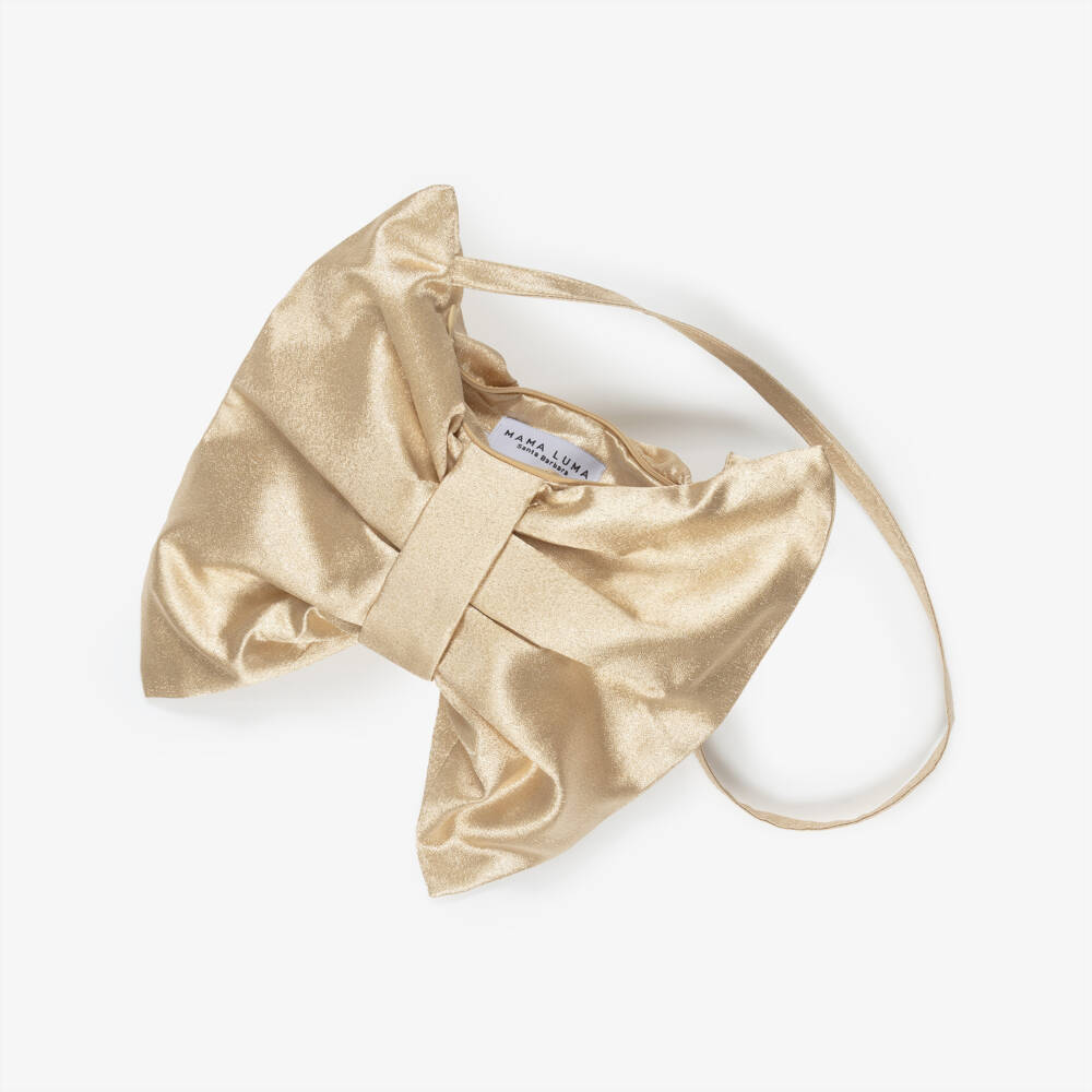 Mama Luma-حقيبة فيونكة لون ذهبي لامع للبنات (27 سم) | Childrensalon