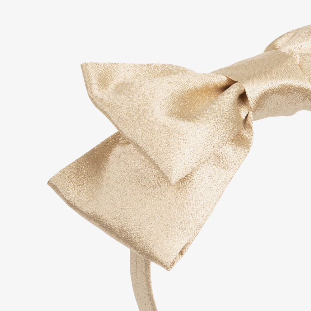 Mama Luma-Girls Shimmery Gold Bow Hairband | Childrensalon